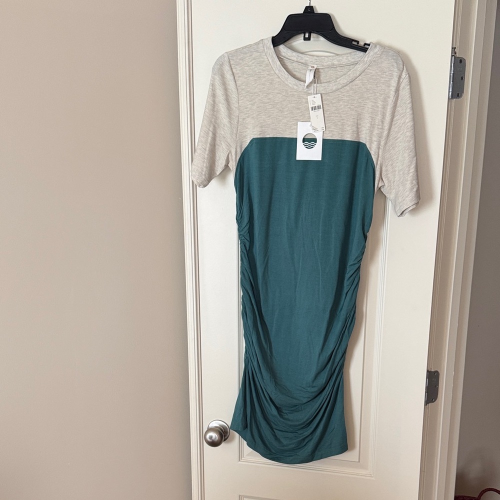 Two-Tone Teal & Heather Midi Dress